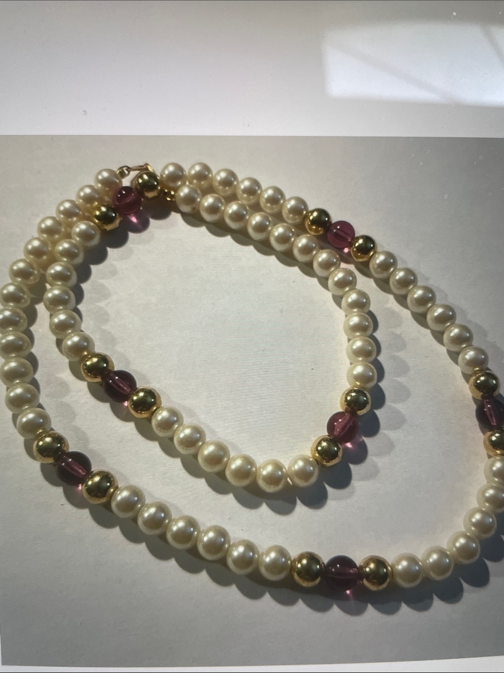 Classic Pearl Amethyst and gold Necklace